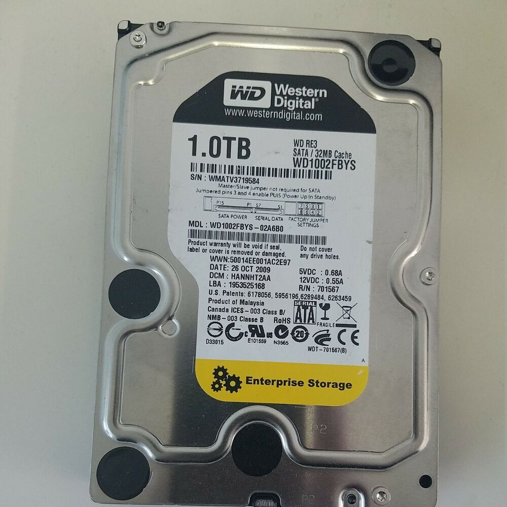 WD1002FBYS 1TB 32MB Cache 7200RPM SATA2 3.5" Hard Drive Enterprise Storage